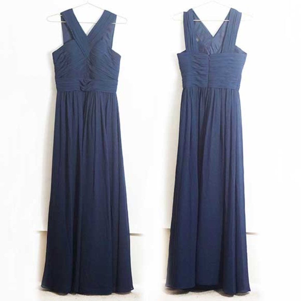 Bill Levkoff Sleeveless A-Line Navy Gown 6